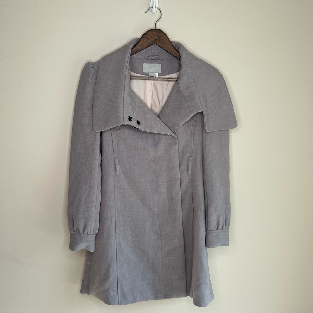 H&M Peacoat Size 6 Mid Thigh Length Grey